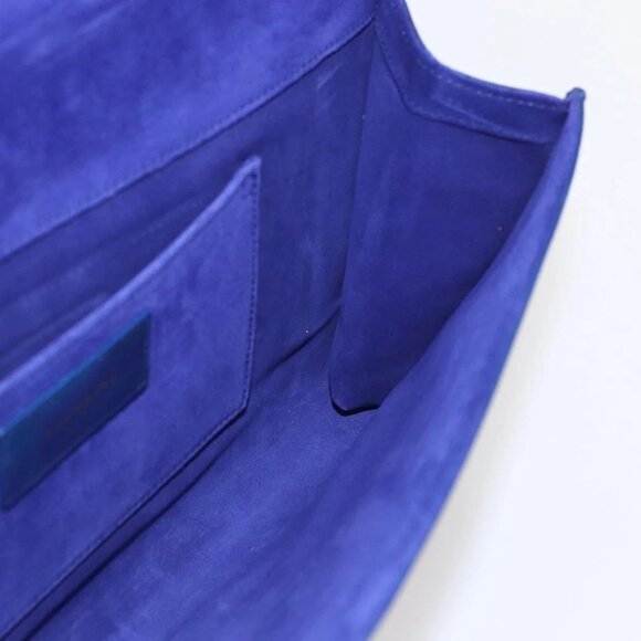 Authentic SAINT LAURENT Y Line Leather Blue Gold Clutch Bag bst576-121825 - Picture 11 of 16
